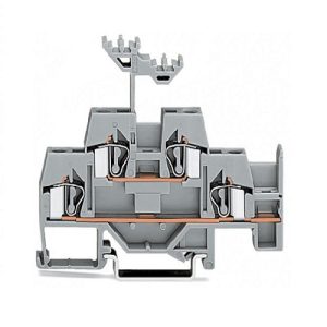 ترمینال ریلی فنری سایز 4 دو طبقه پایه شماره دار EXe طوسی